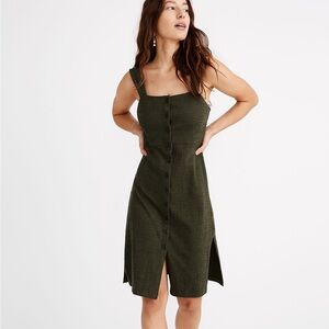 Like New Madewell/Texture & Thread Button-Front Tank Dress, Large, Dark Green
